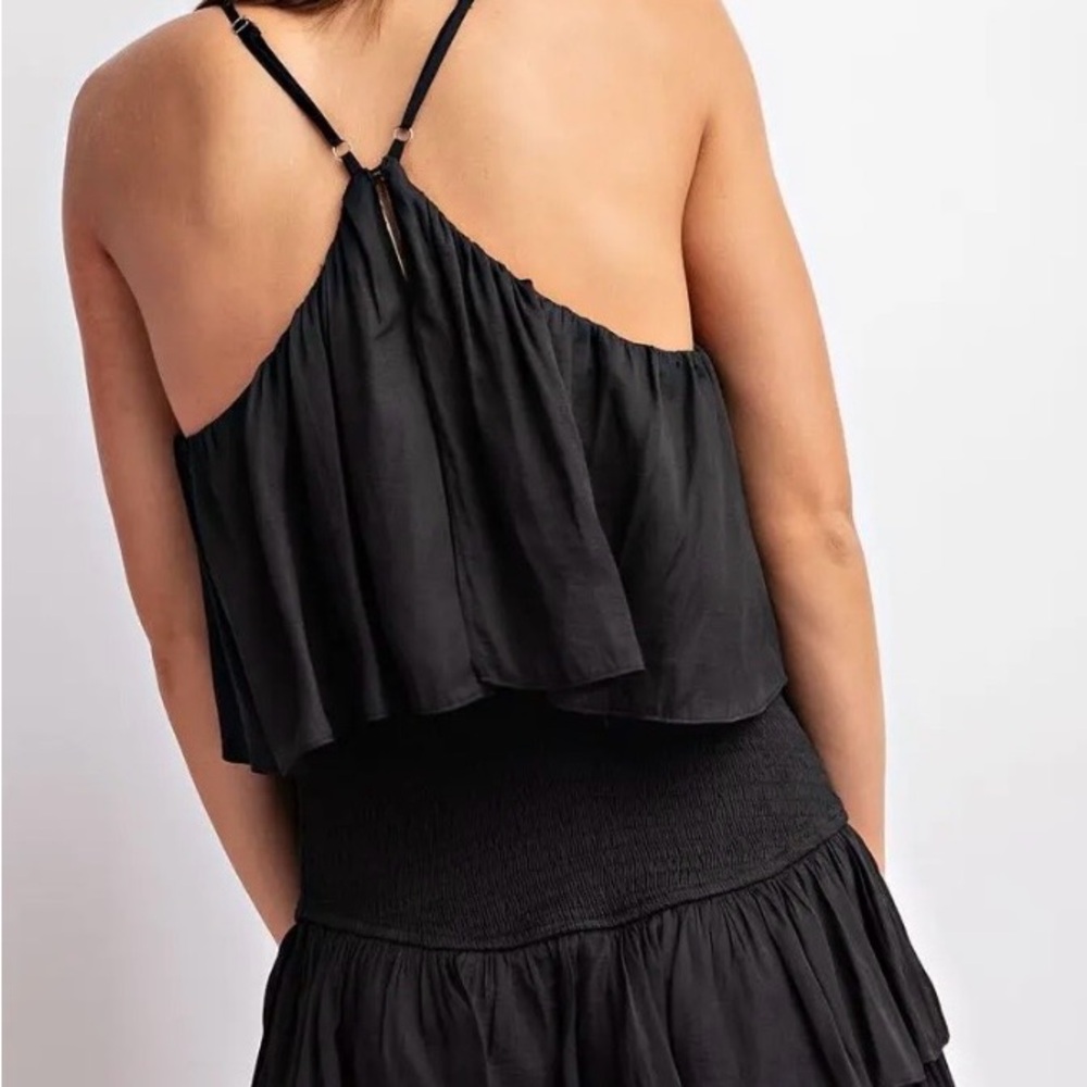 ee:some NWT Black Smocked Waist Romper Dress Boutique - Picture 4 of 9